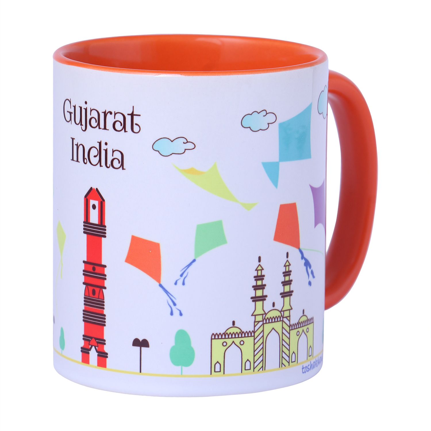 Ceramic Coffee Mug Colour Kites Monuments Gujarat